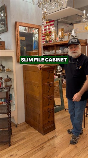 Olde Good Things on Instagram: "Check out this antique “Slim Jim” four drawer file cabinet with vertical pulls available for sale! Message us directly to inquire. 📍 Olde Good Things, 333 W 52nd St, New York NY 10019 🌐 ogtstore.com 🚛 Shipping available worldwide 📐 12 in. W x 49 in. H x 25 in. D #antiqueshop #antiquestore #antiques #antiquefurniture #interiordesign"