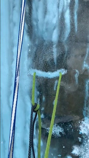 Cory Rogans Ice Climbing POV | Perfect V-Thread Anchor in Blue Ice