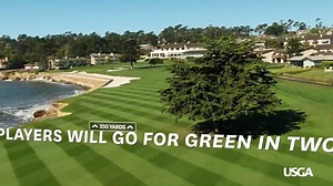No. 18 at Pebble Beach is one of the most famous finishing holes in golf. It’s a dogleg par 5 with the ocean all along the left. | U.S. Open Championship