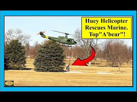 Tethered UH-1D Huey Blade 450 X Helicopter Rescuer. (2:34)