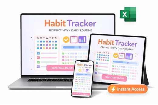 Habit Tracker Spreadsheet, Daily, Weekly Routine Planner, Monthly Goal Tracking Dashboard Editable Digital & Printable Habit Tool - Etsy