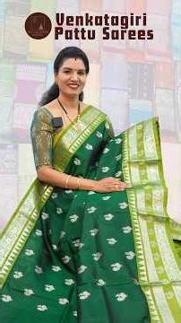 Bottle Green Venkatagiri Handloom Silk Saree | Peacock Butti, Temple Border & Rich Silver Zari Pallu
