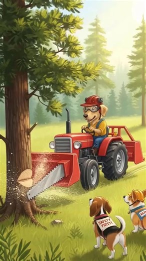 Unbelievable! Dogs Use a Chainsaw to Cut Down a Tree | Smartest Dogs Ever #Dogs #Chainsaw #funnyanimals | Roeun KH