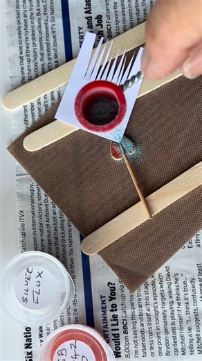 LITTLE MOTH DIARIES >> I thought that if I used a heart cutter upside down, I could make a simple, tiny moth with some silver metal clay and enamels It’s certainly been a fun project and I’ve learnt a lot! DID YOU KNOW? You can create interesting patterns like this by layering up different types of enamels? I used W G Ball enamels in opaque, and flux (not the same as soldering flux!) ENAMEL LAYERS Three layers, starting with a bright orange opaque, followed by a layer of flux and finally the tea