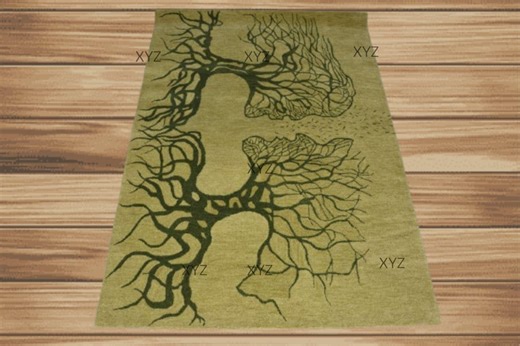 Hand Tufted Tree of Life Wool Rug – Abstract Nature Area Carpet - Etsy