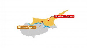 Cyprus map animation. Animation of Connecting all areas into a complete map of Cyprus with borders in the background with an alpha channel. Motion design.