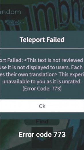 Error code 773