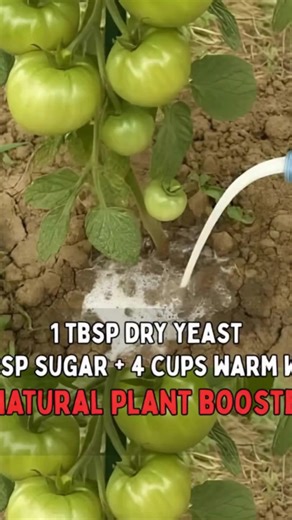 🍅 Homemade Yeast Fertilizer for Thriving Tomato Plants Give your tomato plants a natural growth boost with this time-tested, nutrient-rich mix. How to Make It: In a large bowl, combine 1 tablespoon of dry yeast and 1 tablespoon of sugar with 4 cups of warm water. Let the mixture rest for about 2 hours so the yeast can activate. (Optional) Blend in one banana peel for an extra dose of potassium. Dilute the mixture with approximately 1.3 gallons of water before use. How to Use It: Pour the soluti