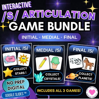 /S/ Articulation Game Bundle | Initial, Medial, Final | Digital Speech Therapy