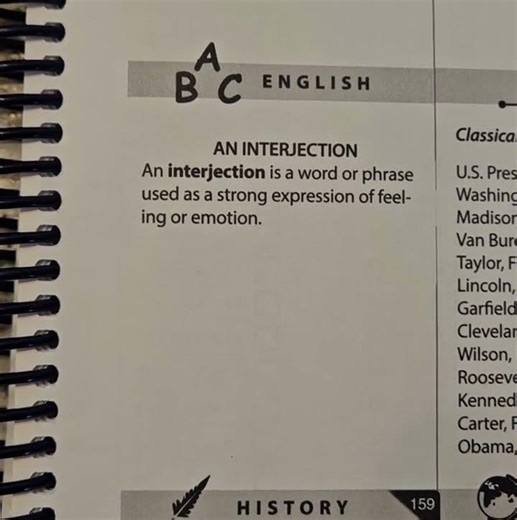 Classical Conversations Cycle 2 Week 24 English definition of an Interjection chant