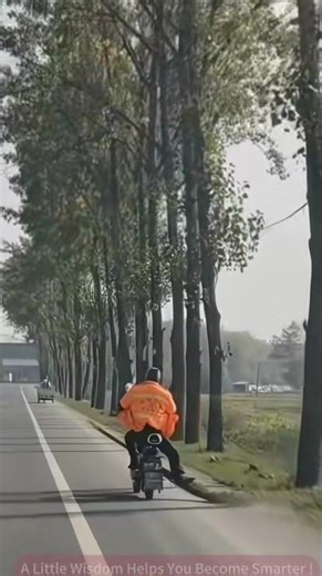 Broom Rider" on Rural Roads: Surreal Scenery