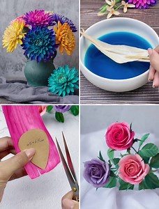 How To Make Dhaliya & Rose Flowers from Corn Husk | Simple Crafts