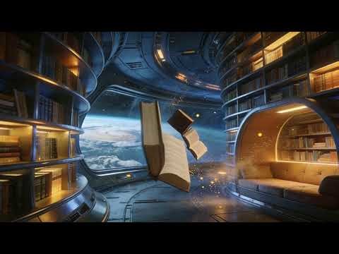 Grand Space Library Ambience | Floating Books for Study & Relaxation (4K)