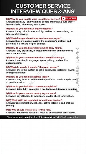 Customer Service Interview Questions and Answers