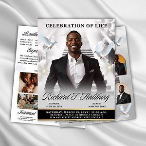 Black & White Funeral Program Template, Celebration of Life (canva, Digital Download) - Etsy