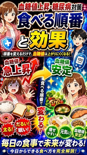 【食べる順番を変えるだけ！血糖値スパイクを防ぐ最強の食事法】