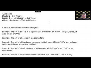 MATH 1332 2.1.1 – Definitions of Set and Element
