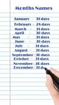 Month Name and Days #month#monthname #english #englishwriting #writing #shorts