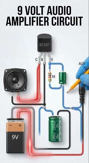 9 Volt Audio Amplifier Circuit | Simple DIY 9V Amplifier | Mini Speaker Amplifier Project