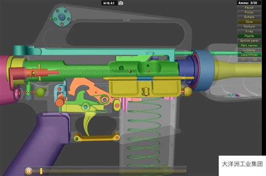 美国 M16系列步枪（以M16A1为例）内部构造透视 与 工作原理透视 - 高清完整版