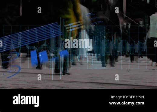 Animation of financial data processing and statistics. Global business, finance, data processing and connections concept digitally generated video.