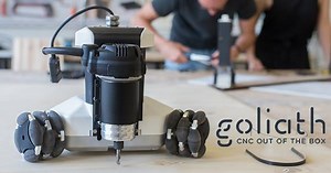 12K views · 118 reactions | Wondering how Goliath works? Watch it in action as it creates cutouts of the Kickstarter logo on a variety of materials like wood, aluminum & more. What will you create when you have your hands on a Goliath CNC? ➜ kck.st/2yH1S6A | Goliath - Portable Autonomous CNC Machine | Facebook
