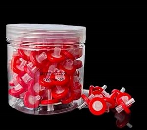 Syringe Filters Hydrophobic PTFE Membrane 100PCS, 0.22um Pore Size,13mm Disc Diameter,HPLC and GC Needle Filter, Non-Sterile, High Throughput Lab Filtration, Barreled Packed