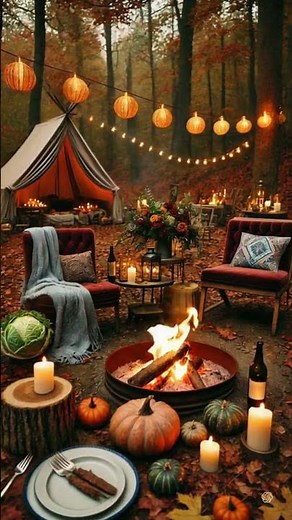Ultimate Autumn Lakeside Escape 🍂 Glamping Tent, Floating Fire Pit, Hammock, Outdoor Movie Theater