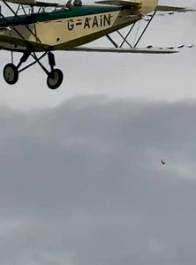 Bombs Away! Flour bombing from the Parnall Elf - a one time possible contender as a military trainer in the interwar period, the Elf sadly did not meet expectations in that regard #interwar #airshow #barnstorming #display #aviation | Daniel J Wheatcroft