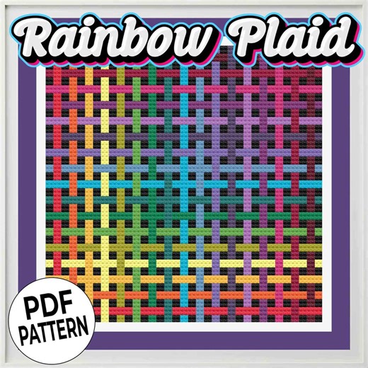 Rainbow Plaid Cross Stitch Pattern, Modern Geometric Woven Design, Colorful Seamless Tartan Style Embroidery - Etsy