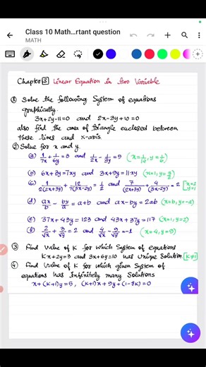 Top 10 Questions of Linear equation in two variable Chapter 3 Maths Class 10 2026