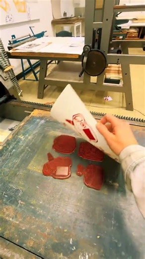 Linocut Reveal — Four Red Gasoline Jerrycans