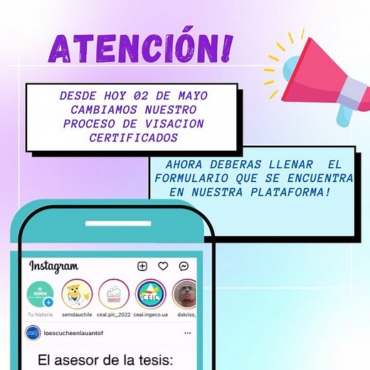 Semda UA on Instagram: "Estudiantes! Queremos informarles que tenemos nuevo proceso de visacion de certificado. Debes acceder a nuestra plataforma, seleccionar el link de visacion y luego rellenar el formulario! Y listo! Luego se te enviara un documento y junto a tu certificado médico, elevas solicitud en donde faltaste a clases!"