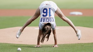 Watch: Dallas Olympian Madison Kocian's acrobatic first pitch