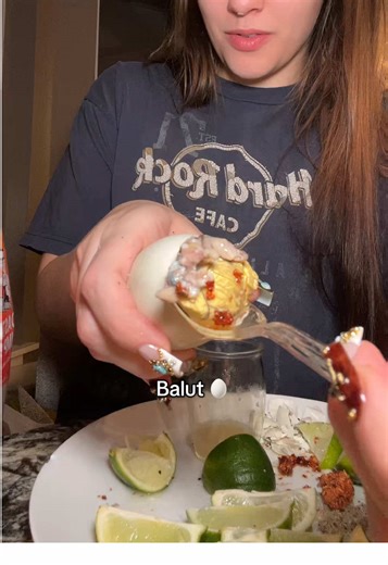 No one told me I had egg shell on me :( Shrimp salt from @GrandpaKong.Foods #fyp #fypシ #balut #filipino #mukbang