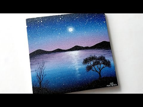 Easy Way to Paint a Night Scene on a Simple Canva