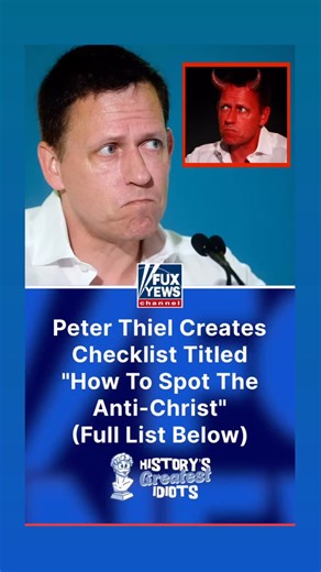History’s Greatest Idiots on Instagram: "Billionaire #tech investor Peter Thiel has released a comprehensive checklist for identifying the Anti-Christ, which observers note becomes “increasingly specific” as it progresses. The Silicon Valley mogul, who previously suggested climate activist #gretathunberg might be the prophesied figure, insists his research is “purely for fun, and a great way to destress after a long day of data scraping.” The five point checklist reads: 1. PHYSICAL MARKERS: “Wil
