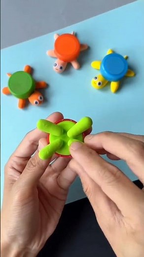 How to Make a Clay Turtle Puppet | Easy Animal Bottle Cap Craft