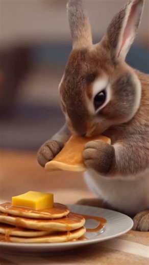 Nah he really eating pancakes 😭🥞🐰 #bunny #rabbit #cute #funnypets #animals #pets #shorts #viral