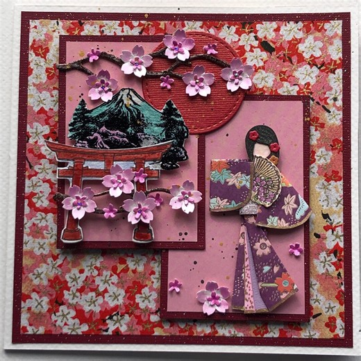 Handmade Cherry Blossom Birthday Card, Japanese Origami Doll - Etsy