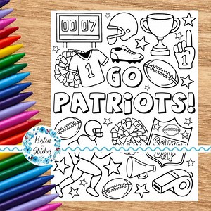 Go Patriots! Football Team Coloring Page, Printable 8.5x11 PDF PNG, Digital Download, Cheer Cheerleader Paper Crafts, Game Day Activities - Etsy Australia