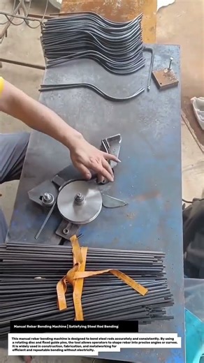 Manual Rebar Bending Machine | Satisfying Steel Rod Bending Process.