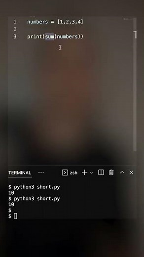 Sum Function in Python🐍 #shorts