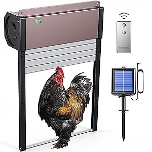 Automatic Chicken Coop Door Solar Powered - Full Aluminum Auto Chicken Coop Door Opener with Timer, Light Sensor and Remote Control