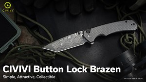 CIVIVI Pocket Folding Knife Button Lock Brazen 3.46" 14C28N Blade C19059C-2