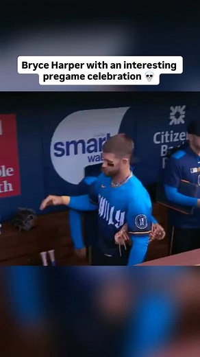 Bryce Harper with a junk grab celebration before the start of the Philadelphia Phillies game 😭 - Follow (@js9innings) for insane baseball content⬅️ - Use BRUCE BOLT code “JS9” for an exclusive offer on your next order for the best baseball equipment and accessories ⚡️ - Via - (@nbcsphilly) - #baseballmemes #baseballs #baseballboys #baseball⚾️ #baseballism #baseballt #baseballlife #baseballcards #baseballbat #baseballfan #baseballdad #baseballlifestyle #baseballpractice #baseballtee #baseballcap
