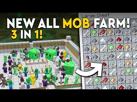Minecraft NEW All Mob Farm Tutorial - 3 IN 1 - 15000 PER/HR!