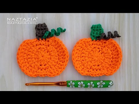 HOW to CROCHET PUMPKIN APPLIQUE - Fast and Easy Pumpkins by Naztazia