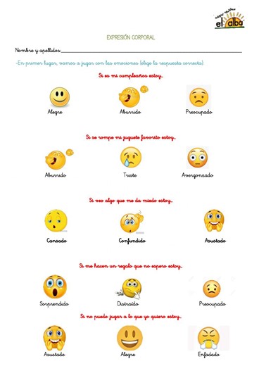 Expresión corporal worksheet