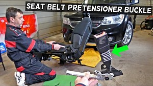 DODGE JOURNEY PASSENGER SIDE SEAT BELT PRETENSIONER BUCKLE REPLACEMENT FIAT FREEMONT If you need to replace front right passenger seat belt buckle pretensioner or remove the front right passenger seat belt buckle pretensioner to have your repaired on Dodge Journey this is the right video for you. We will show you how to replace or remove the front right passenger seat belt buckle pretensioner on Dodge Journey and Fiat Freemont. The rest of the world Dodge Journey is known as Fiat Freemont so the